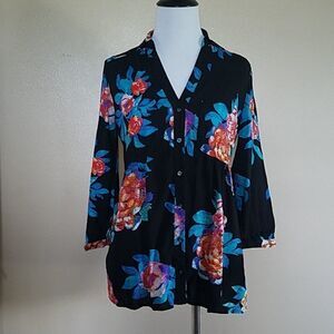 Maeve Woodland Walk black floral blouse